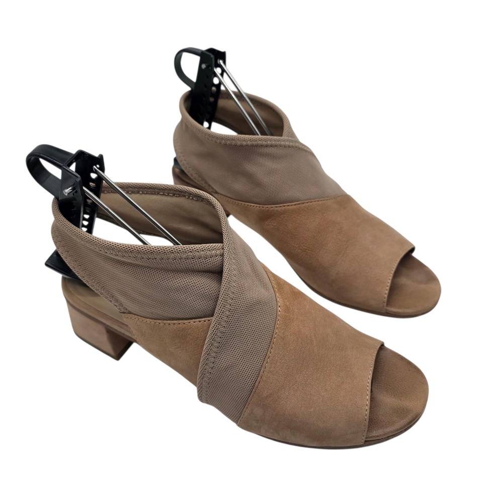 Eileen Fisher Luca Tumbled Nubuck Beige Crisscross Open Slingback Sandals Sz 8.5 - Picture 9 of 11